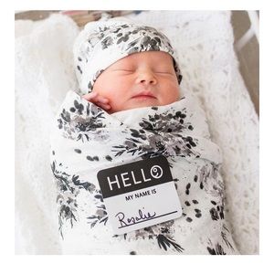 NWT Muslin Swaddle Baby Birth Announcement Navy